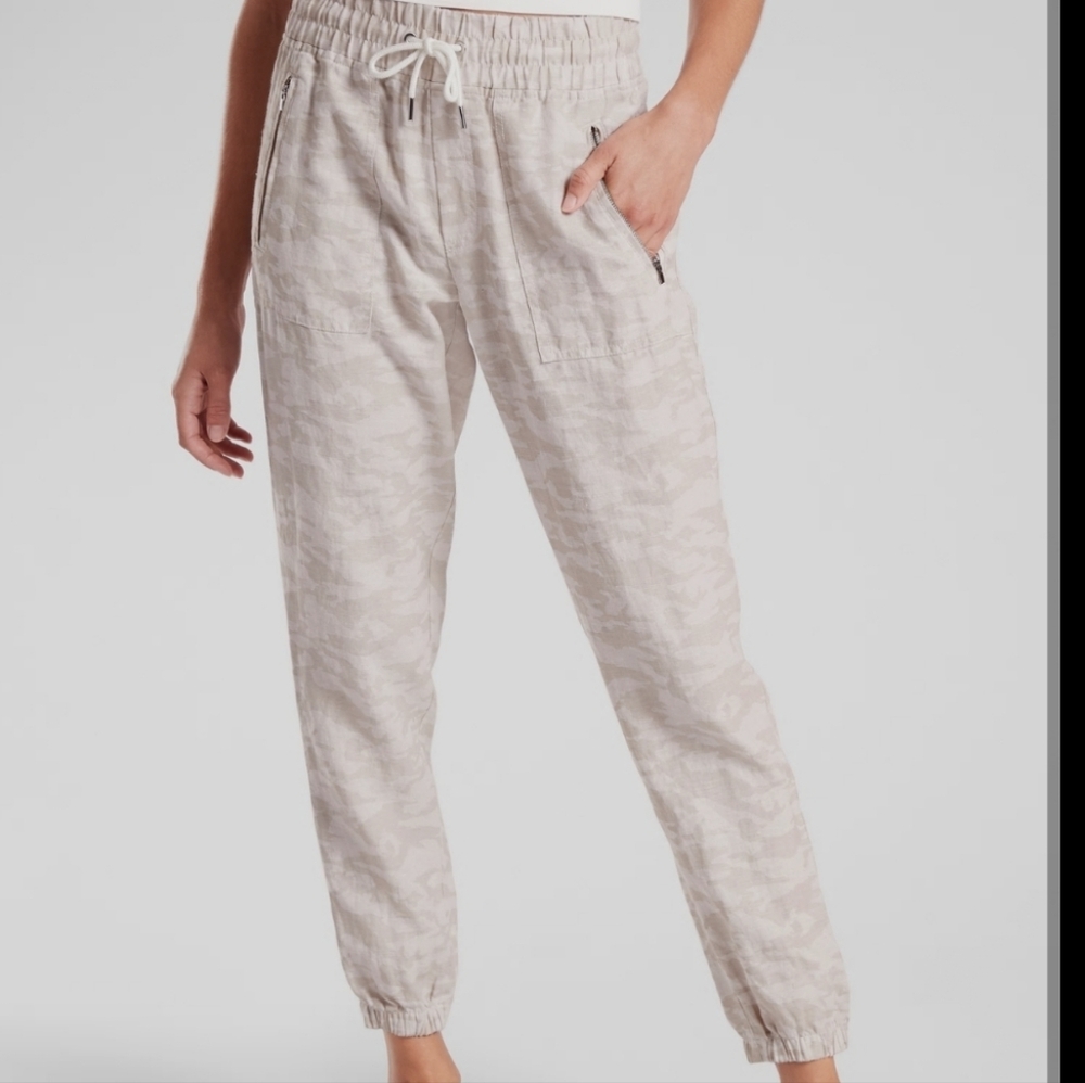 Athleta Cabo Tide Linen Camouflage Joggers Size 2